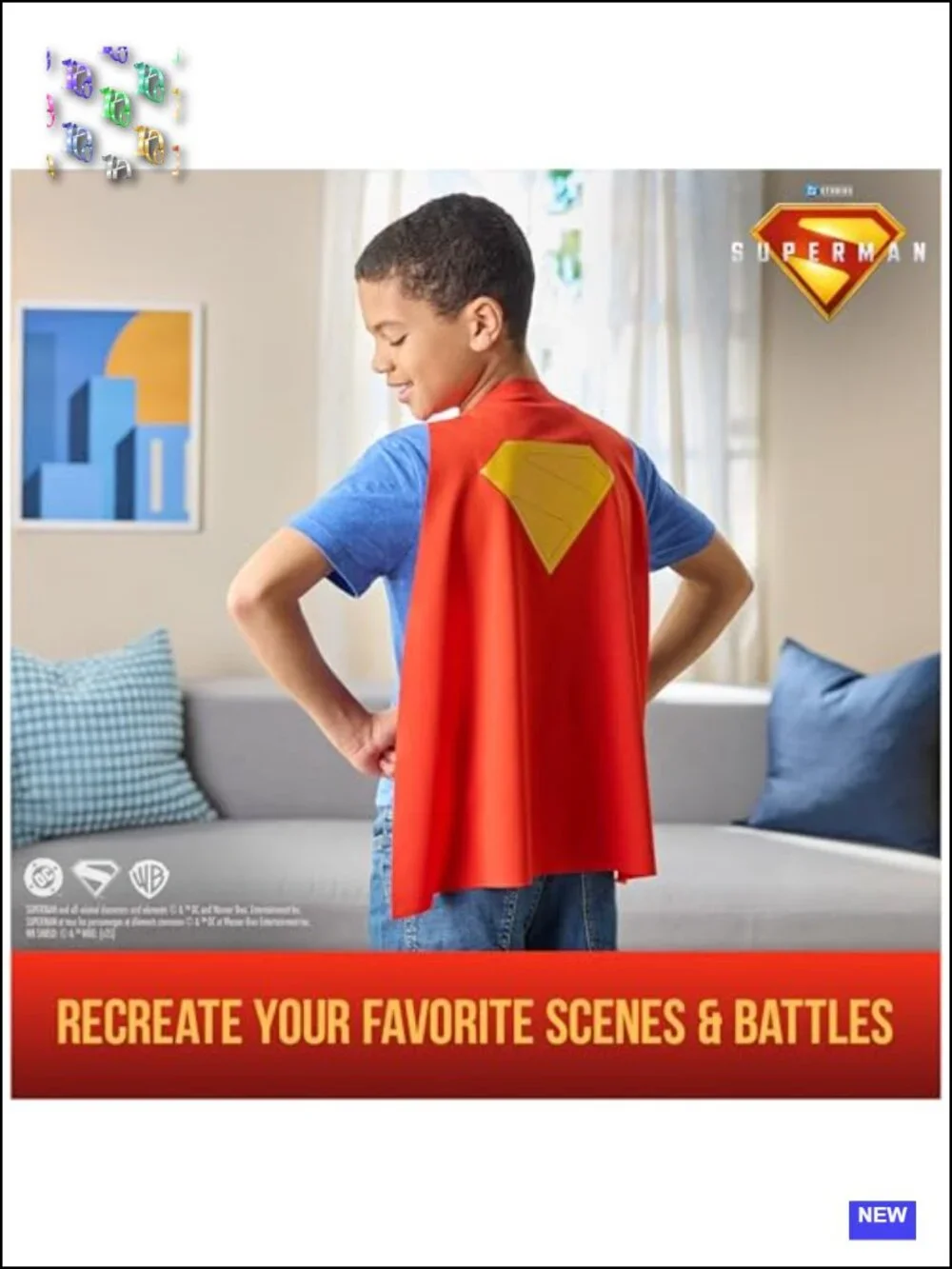 Superman Power Cape Set for Kids Halloween Costume with Chest Plate and